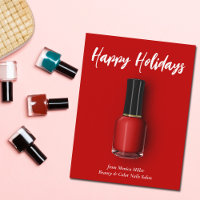 Red Nail Polish Happy Holidays Custom Beauty Salon