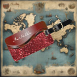 Red Name Faux Glitter Bling Personalised  Luggage Tag<br><div class="desc">This design may be personalised in the area provided by changing the photo and/or text. Or it can be customised by clicking Personalise this Template and then choosing the click to customise further option and delete or change the colour of the background, add text, change the text colour or style,...</div>