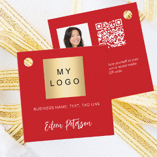 Red name logo photo QR code hang tag