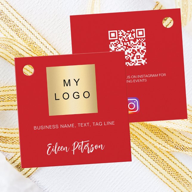 Red name logo QR Instagram code hang tag (Creator Uploaded)