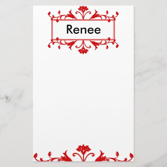 Red Name or Monogram Customisable Stationery (Front)