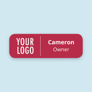 Red Name Tag Badge Magnetic or Pin Corporate Logo