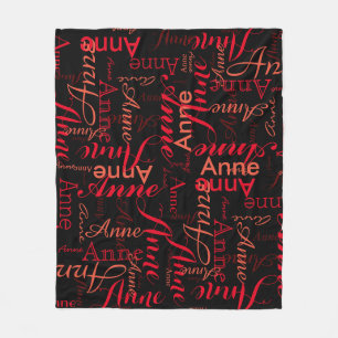 Red Names Pattern all-over Black Stylish Fleece Blanket