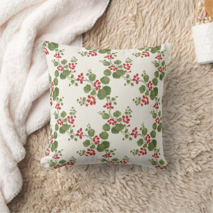Red Nasturtium Cream Background Cushion