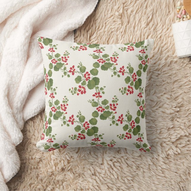 Red Nasturtium Cream Background  Cushion (Blanket)