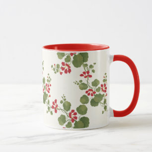 Red Nasturtium Cream Background Mug