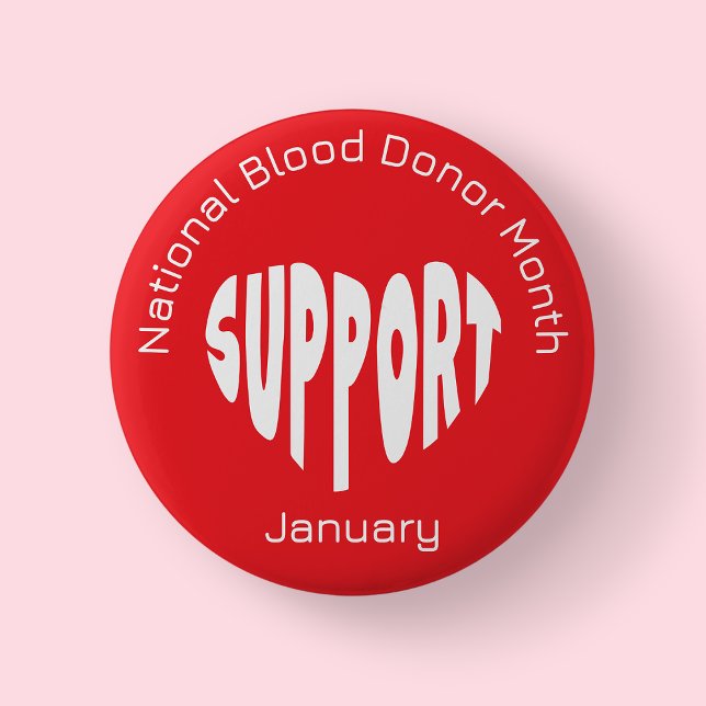 Red National Blood Donor Month Button (National Blood Donor)