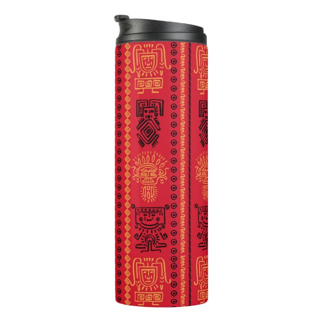 Red Native Pattern Ethnic Tribe Boho Culture Thermal Tumbler (Rotated Right)