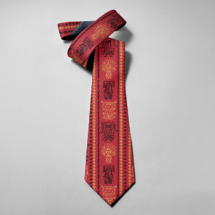Red Native Pattern Ethnic Tribe Boho Culture Tie
