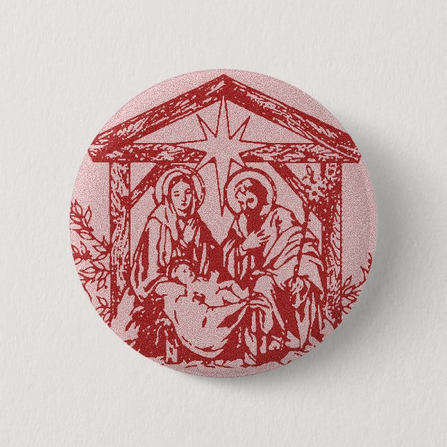 Red Nativity 6 Cm Round Badge (Front)