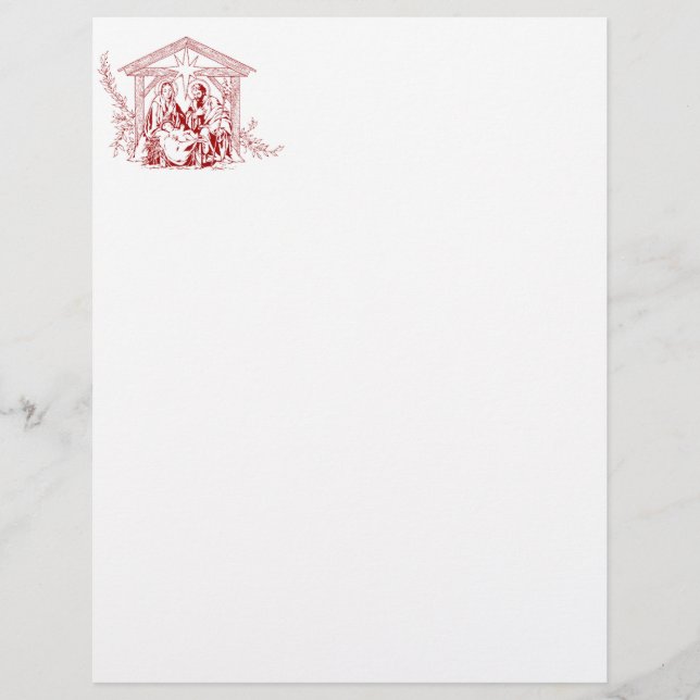Red Nativity Stamped Letterhead (Front)