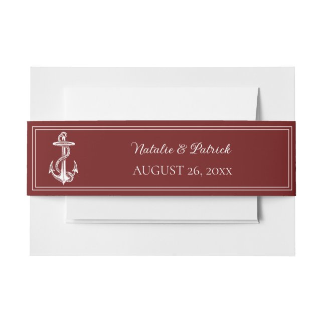Red Nautical Anchor Invitation Belly Band (Front Example)