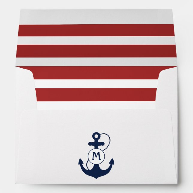 Red Nautical Anchor Monogram Envelope (Back (Bottom))
