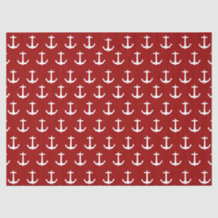 Red Nautical Anchor Pattern Tissue Paper