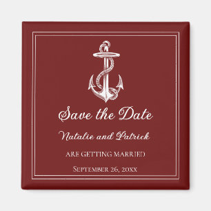Red Nautical Anchor Save the Date Magnet