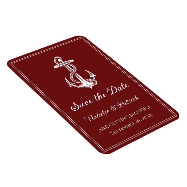 Red Nautical Anchor Save the Date Magnet (Right Side)