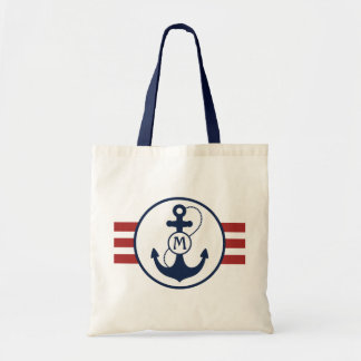 Red Nautical Anchor Tote Bag