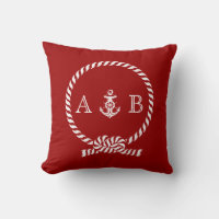 Red Nautical Rope and Anchor Monogram