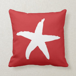 Red Nautical Sea Star Cushion