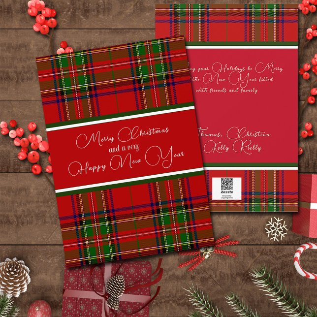 Red Navy and Green Plaid Country Christmas   Holiday Card (Creator Uploaded)