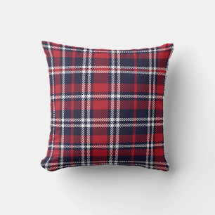 Red Navy Asymmetric Plaid Texture Cushion