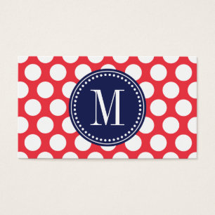 Red & Navy Big Polka Dots Monogrammed