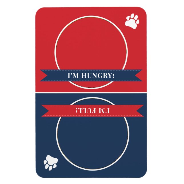 Red Navy Blue Dog Is Fed Photo Magnet (Vertical)