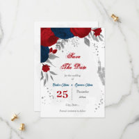 red & navy blue flowers silver