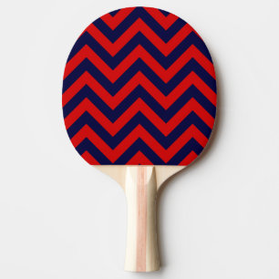 Red, Navy Blue Large Chevron ZigZag Pattern Ping Pong Paddle