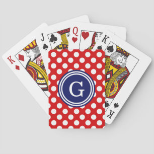 Red Navy Blue White Polka Dots 1IR Playing Cards