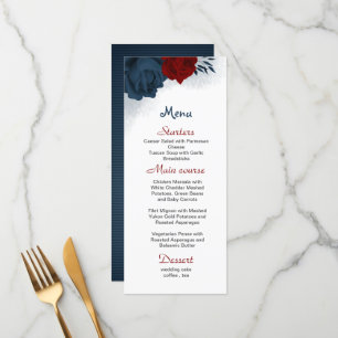 red & navy flowers beautiful wedding menu