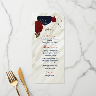 red & navy flowers beautiful wedding menu