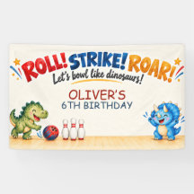 Red Navy Gold Dinosaur Bowling Birthday