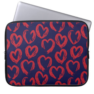 Red Navy Heart shaped Valentine’s Day seamless pat Laptop Sleeve