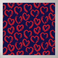 Red Navy Heart shaped Valentine’s Day seamless pat