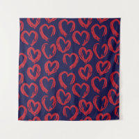 Red Navy Heart shaped Valentine’s Day seamless pat