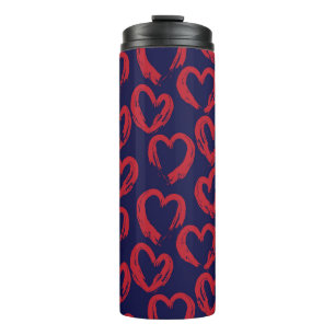 Red Navy Heart shaped Valentine’s Day seamless pat Thermal Tumbler