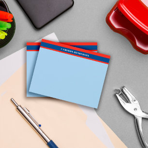 Red Navy Light Blue Stripes Add Your Name Card