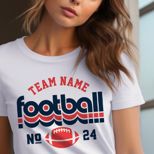 Red Navy Retro Football Team Number Tri-Blend Shirt