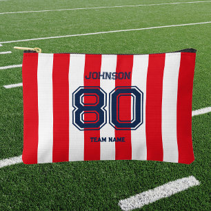 Red & Navy Sports Team Custom Name Number Team Accessory Pouch
