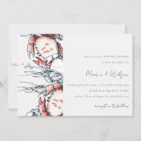Red Navy Underwater Crab Coral Nautical Wedding