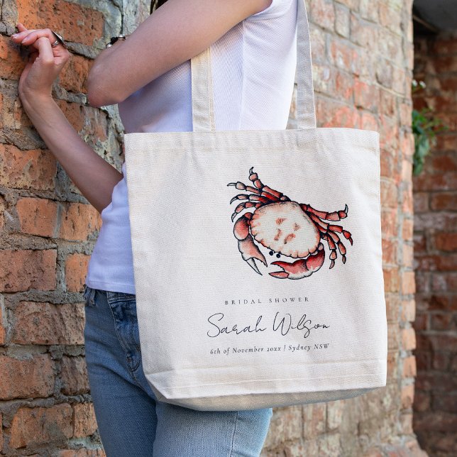 Red Navy Underwater Crab Nautical Bridal Shower Tote Bag (Creator Uploaded)