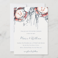 Red Navy Underwater Crab  Nautical Vow Renewal