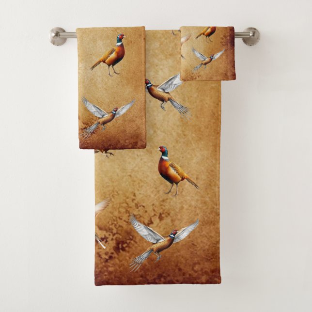 Red-neck Pheasant Bathroom Towel Set (Insitu)