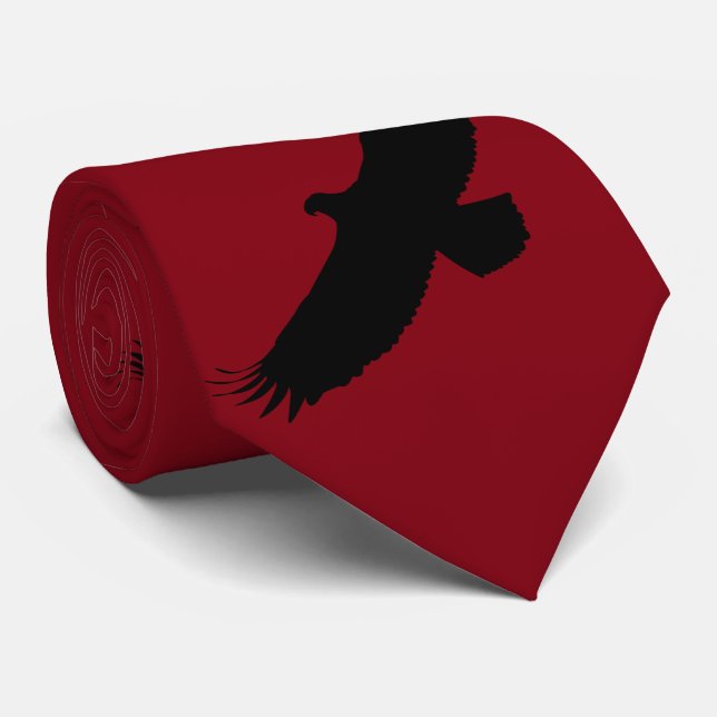 Red Neck Tie with Flying Eagle - Choose Colour (Rolled)