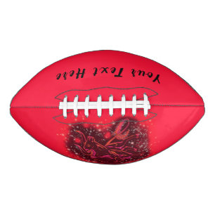 Red Neon Bull Running At Starry Night -Custom Text Football