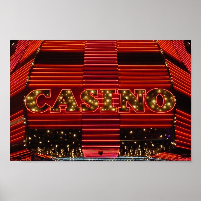 Red neon casino sign in Las Vegas poster (Front)
