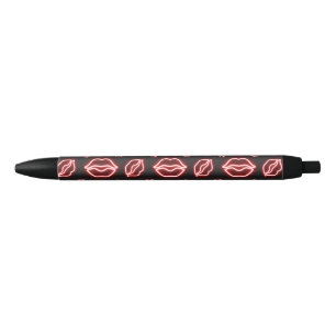 Red Neon Kiss Black Ink Pen