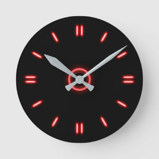 Red Neon Round Clock