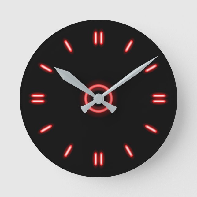 Red Neon Round Clock (Front)